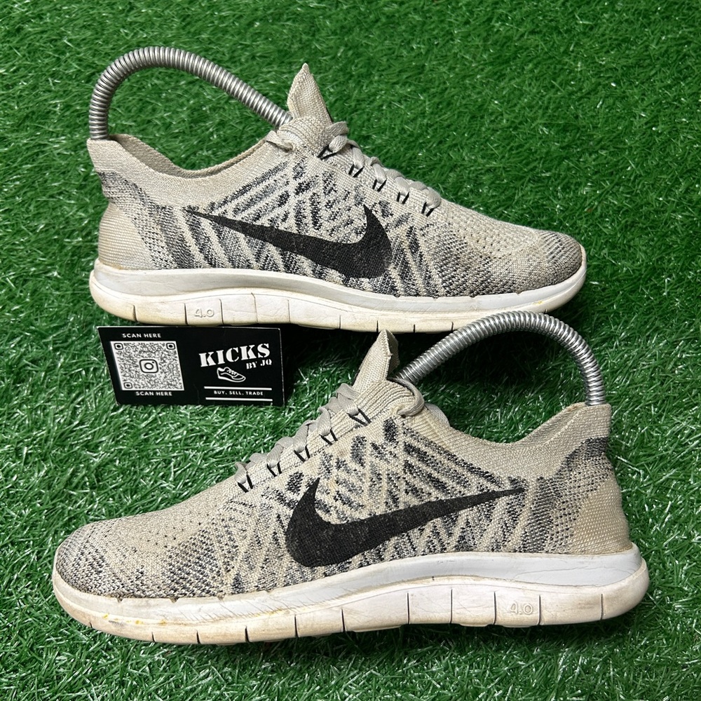 Nike Free 4.0 Flyknit White Pure Platinum Women Size 7 (717076-005)